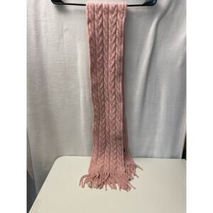 LAUREN by Ralph Lauren Wool pink winter‎ crocheted scarf with fringe